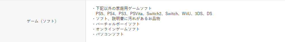 ゲオ買取不可ゲームソフト条件