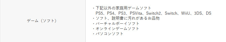 ゲオ公式サイト　買取不可ゲームソフト