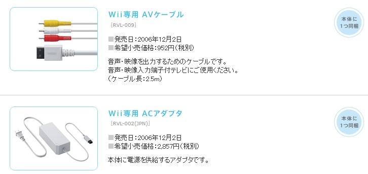 Wiiケーブル・アダプターの画像